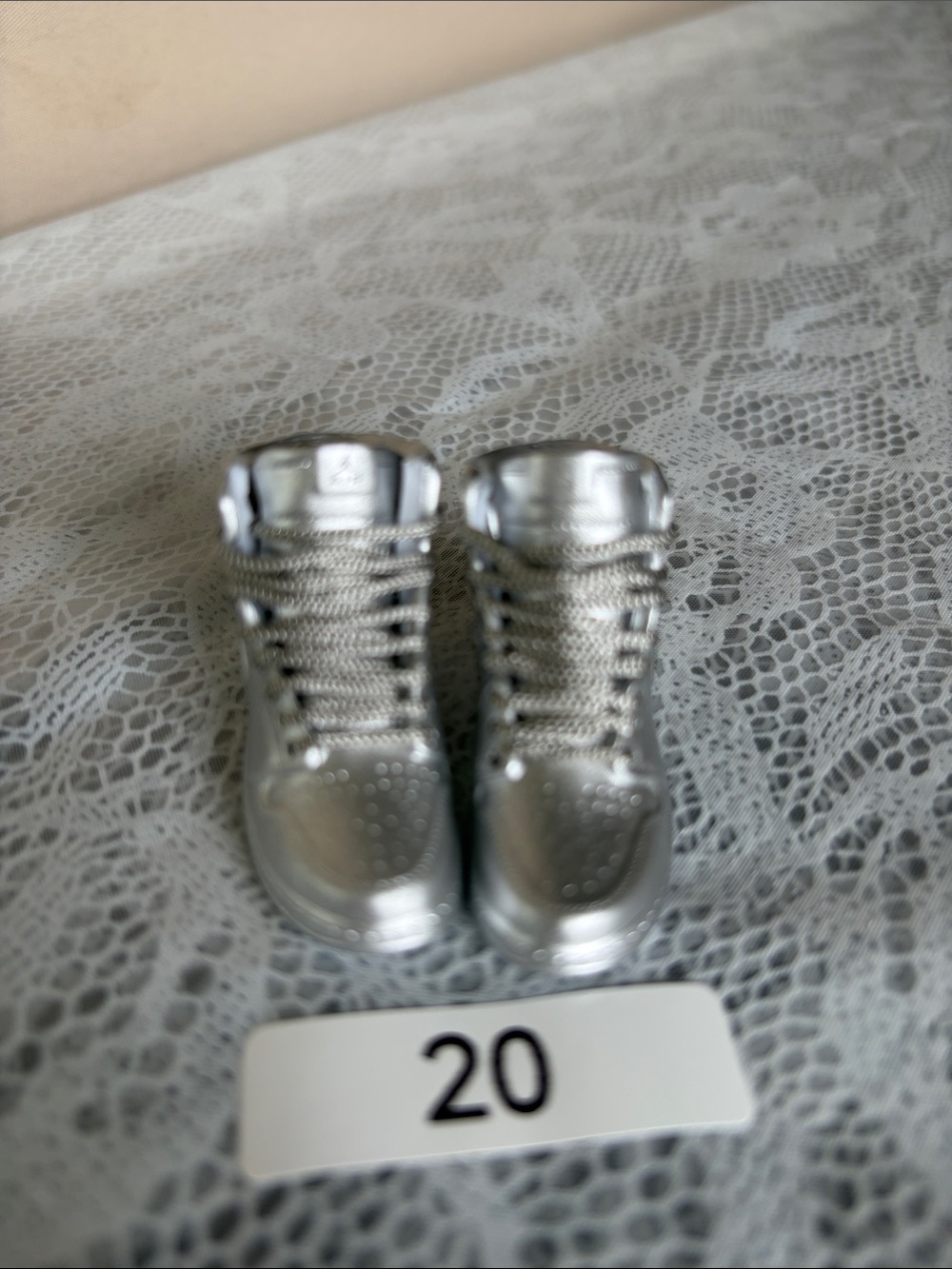 20, Silver High-Top Mini Nike Air Logo Sneakers